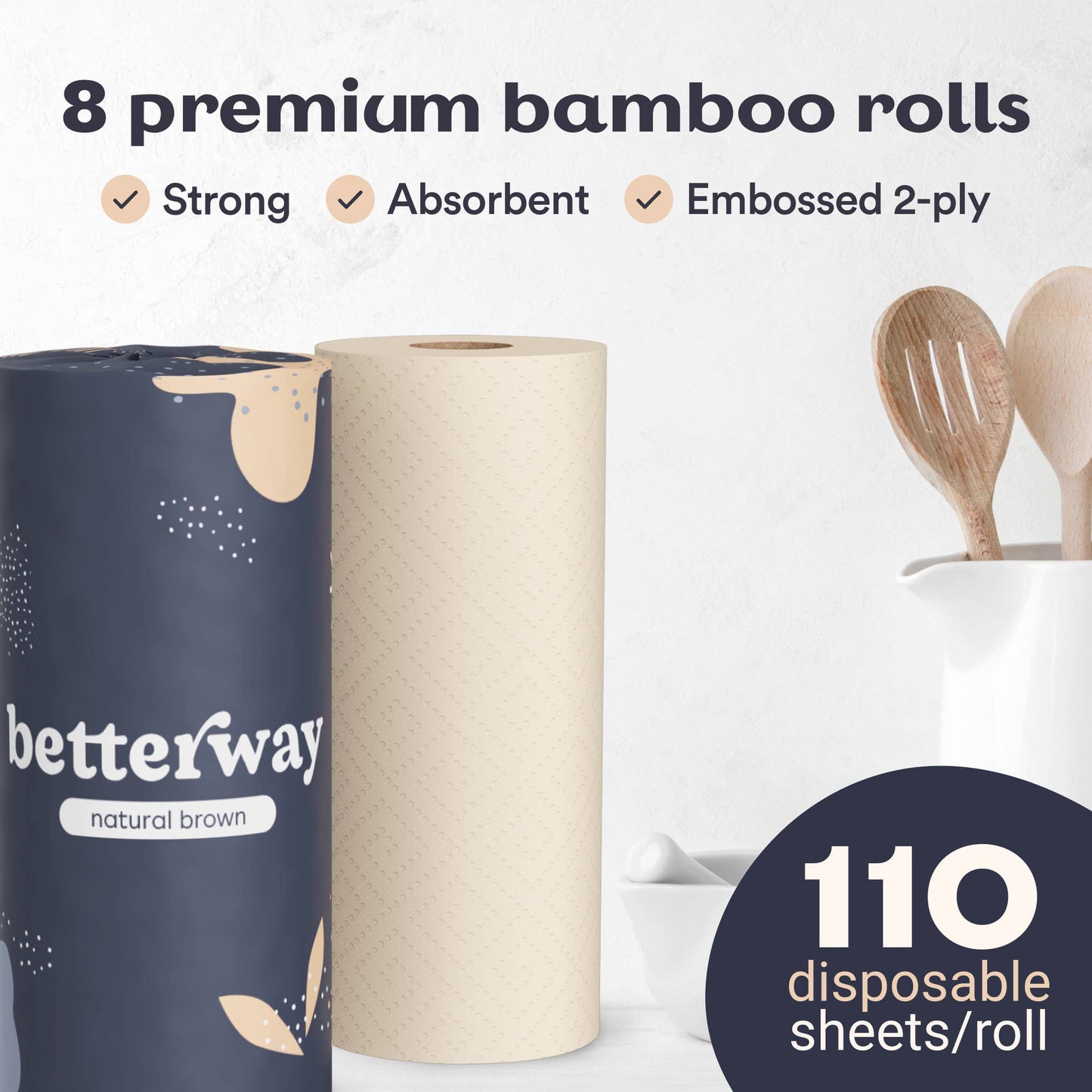 Betterway Natural Brown Bamboo Paper Towels (1 Roll)
