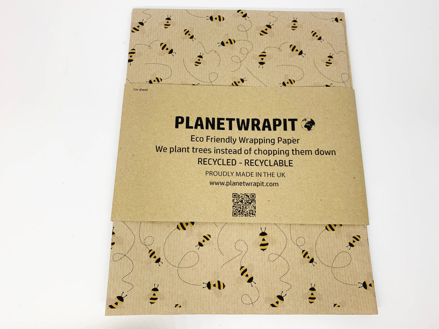 Bee Recycled Kraft Wrapping Paper Gift Wrap: 3m x 50cm Roll