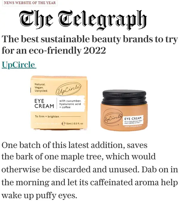 Eco Vegan Eye Cream with Cucumber, Hyaluronic Acid + Coffee