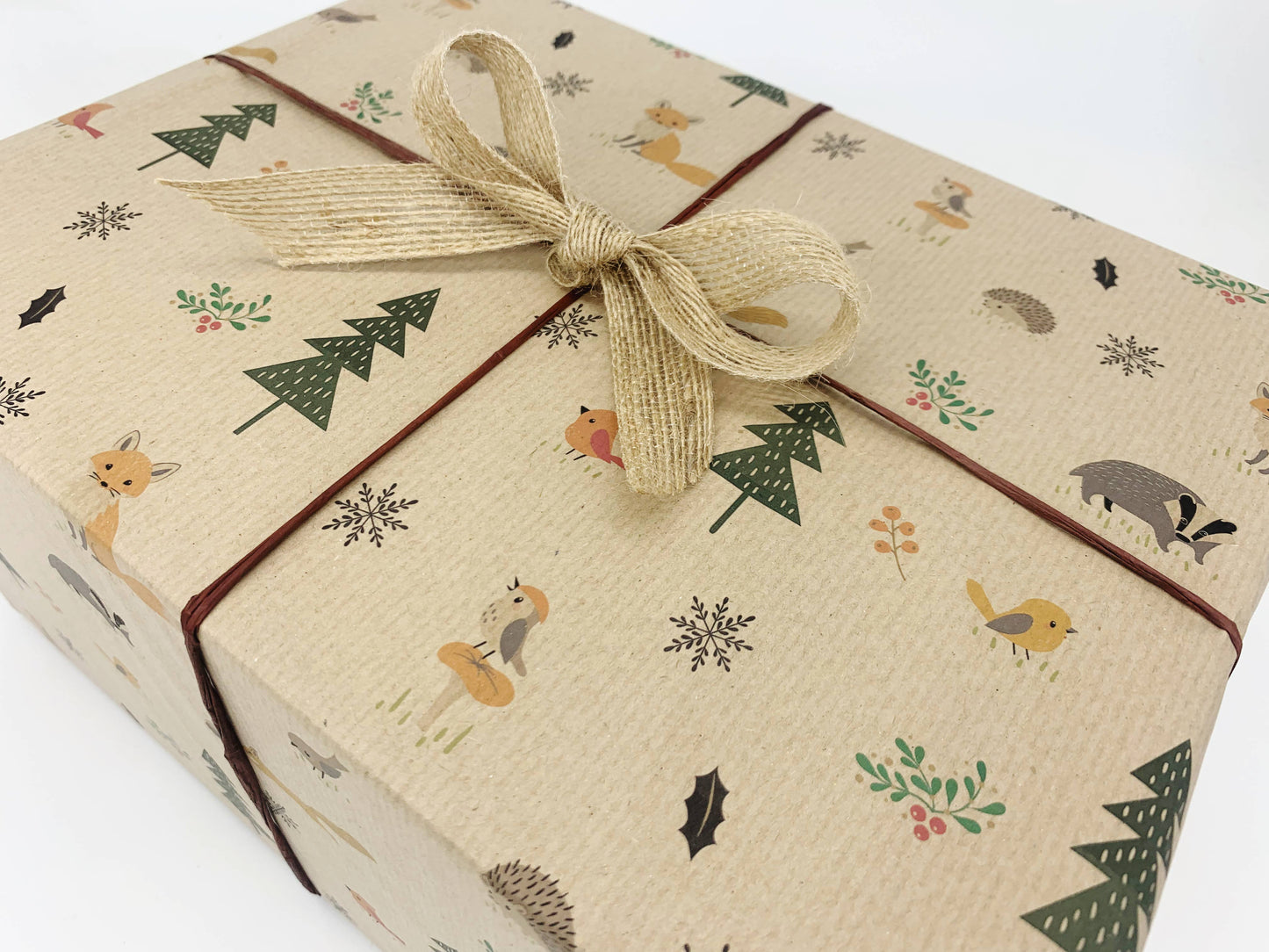 Christmas Woodland Recycled Kraft Wrapping Paper Gift Wrap: 3m x 50cm Roll