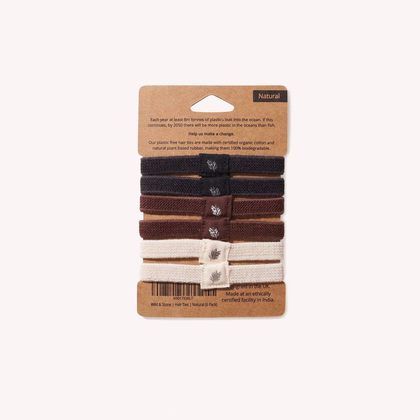Hair Ties - Plastic Free - 6 Pack (Natural)