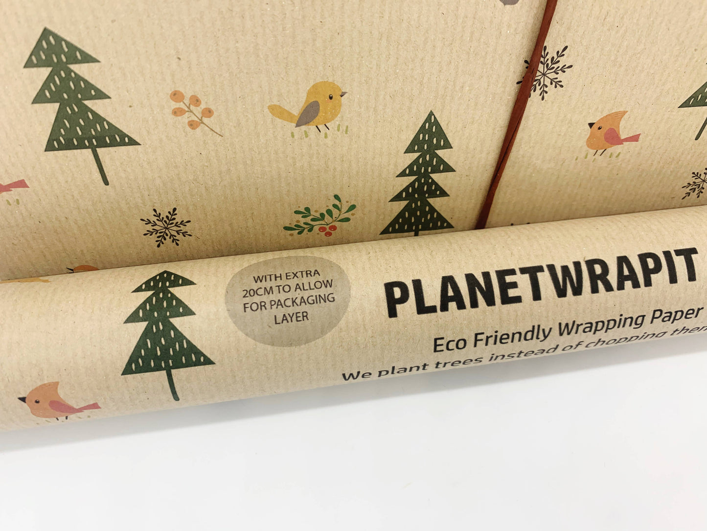 Christmas Woodland Recycled Kraft Wrapping Paper Gift Wrap: 3m x 50cm Roll