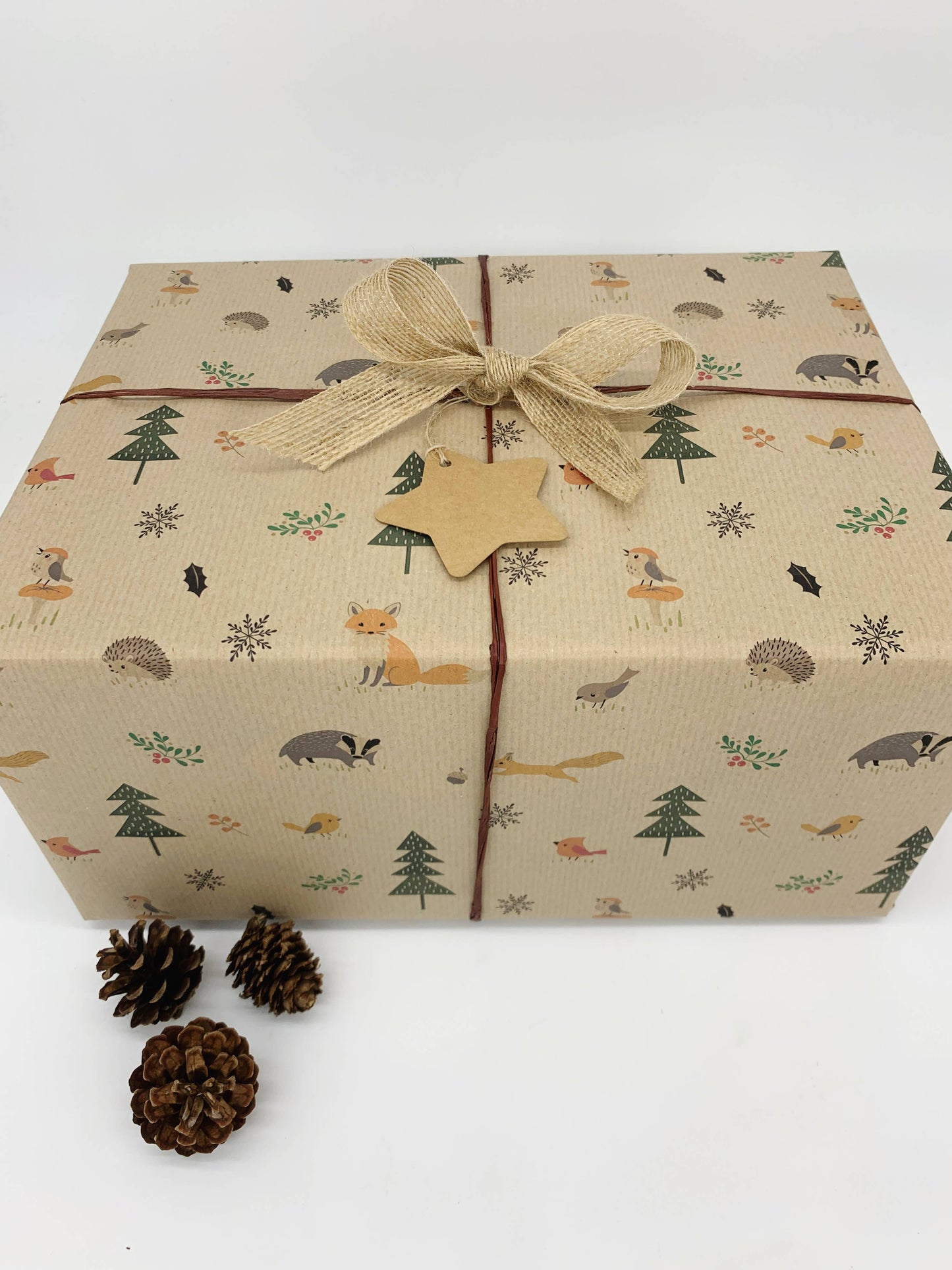 Christmas Woodland Recycled Kraft Wrapping Paper Gift Wrap: 3m x 50cm Roll