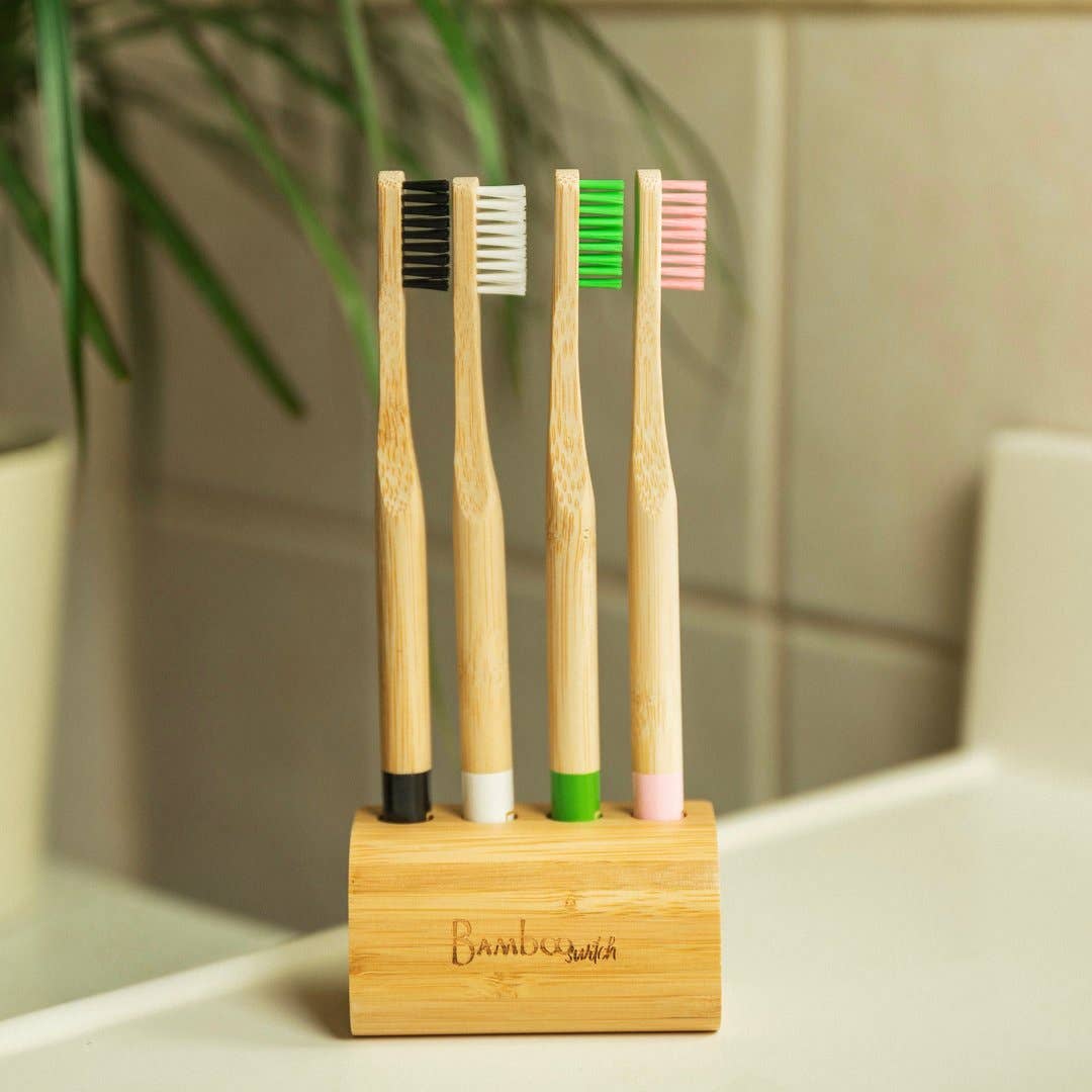 Bamboo Toothbrush Multi Stand - 4 Slot