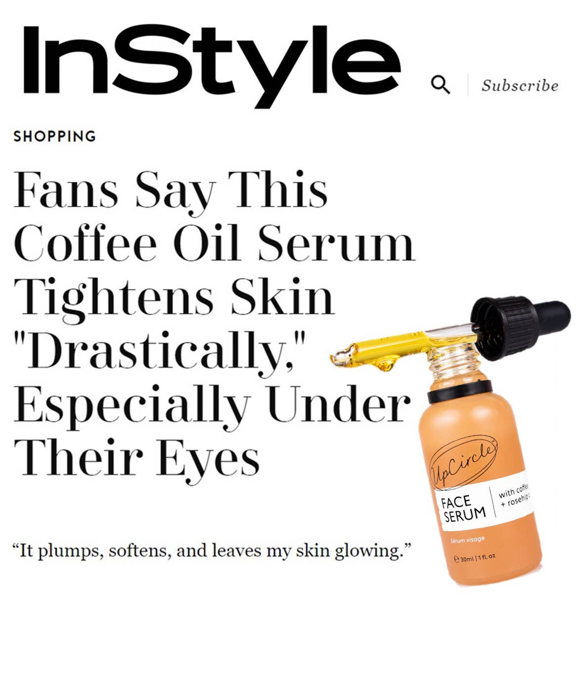 Collagen Boosting Facial Oil - Serum with Coffee + Rosehip: Pipette