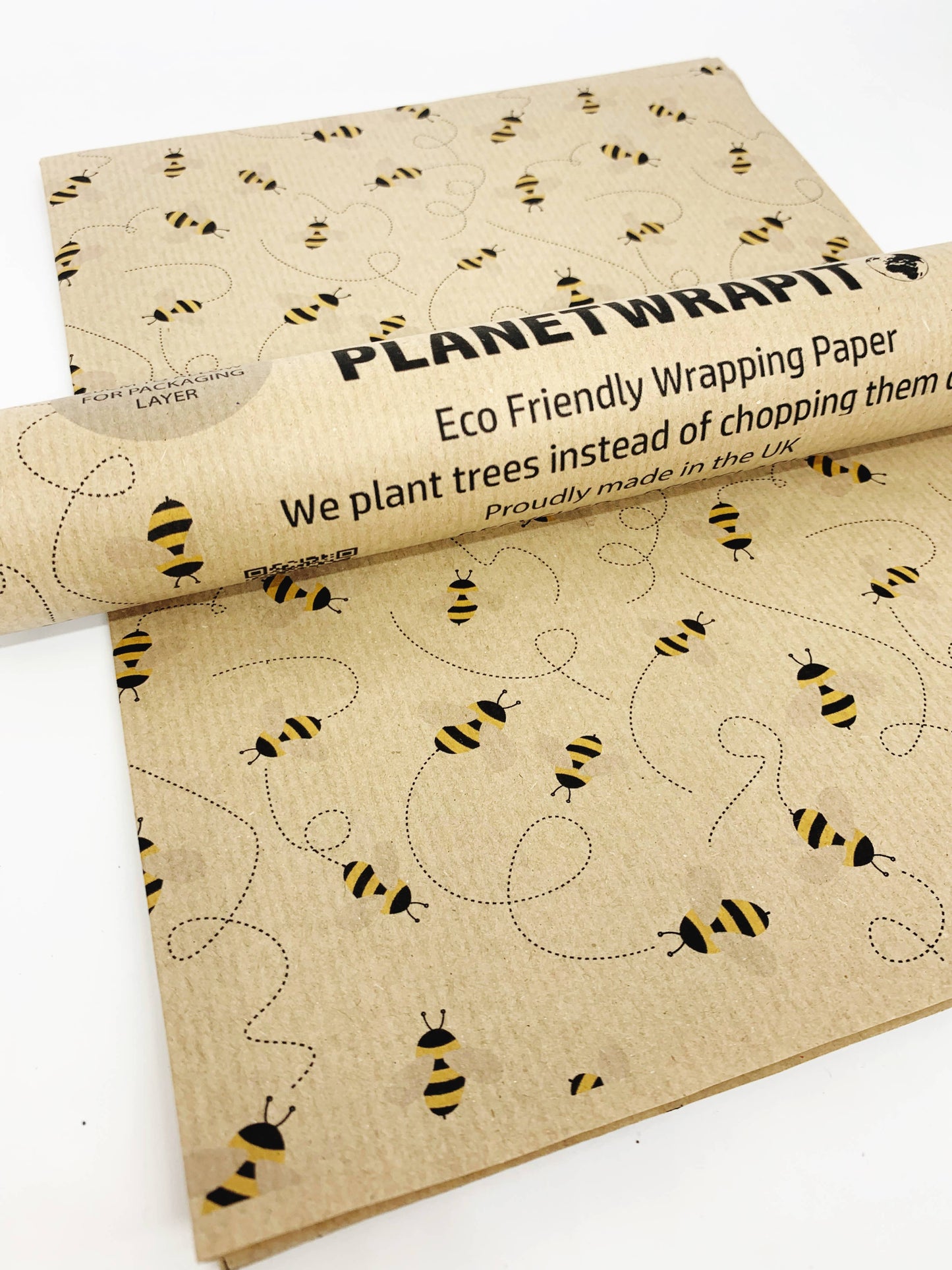 Bee Recycled Kraft Wrapping Paper Gift Wrap: 3m x 50cm Roll