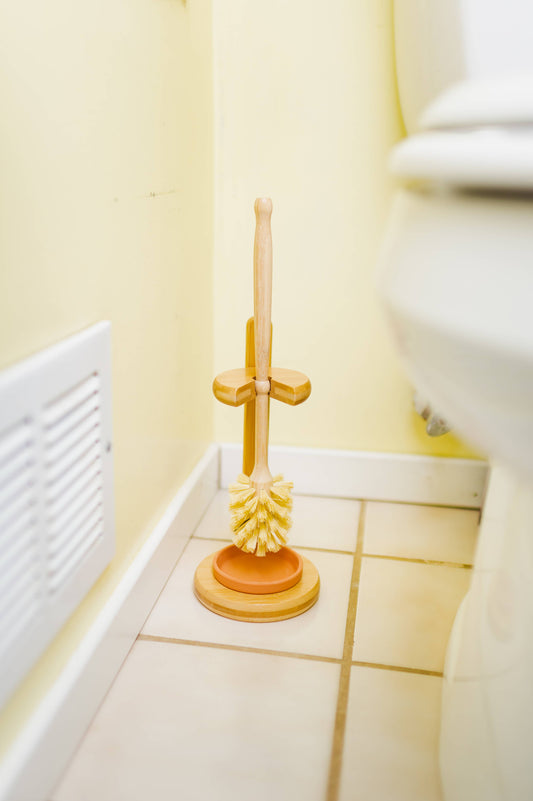 Bamboo Toilet Bowl Cleaner Brush & Stand