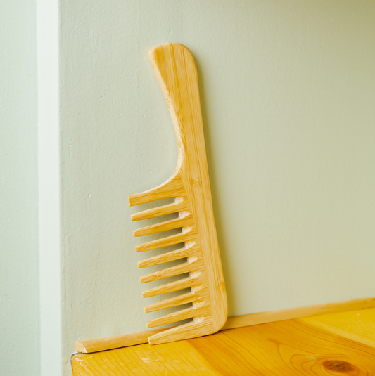 Bamboo Wide Tooth Long Handle Comb | Stocking Stuffer