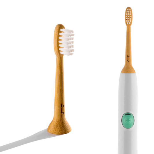 The world's FIRST solid bamboo electric toothbrush head!