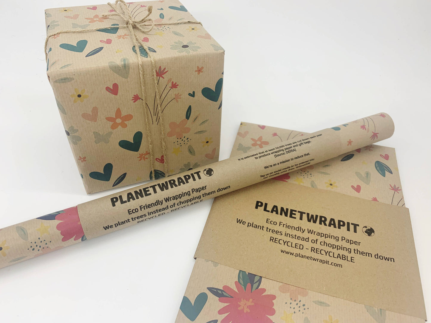 Spring Blossom Recycled Eco Kraft Wrapping Paper